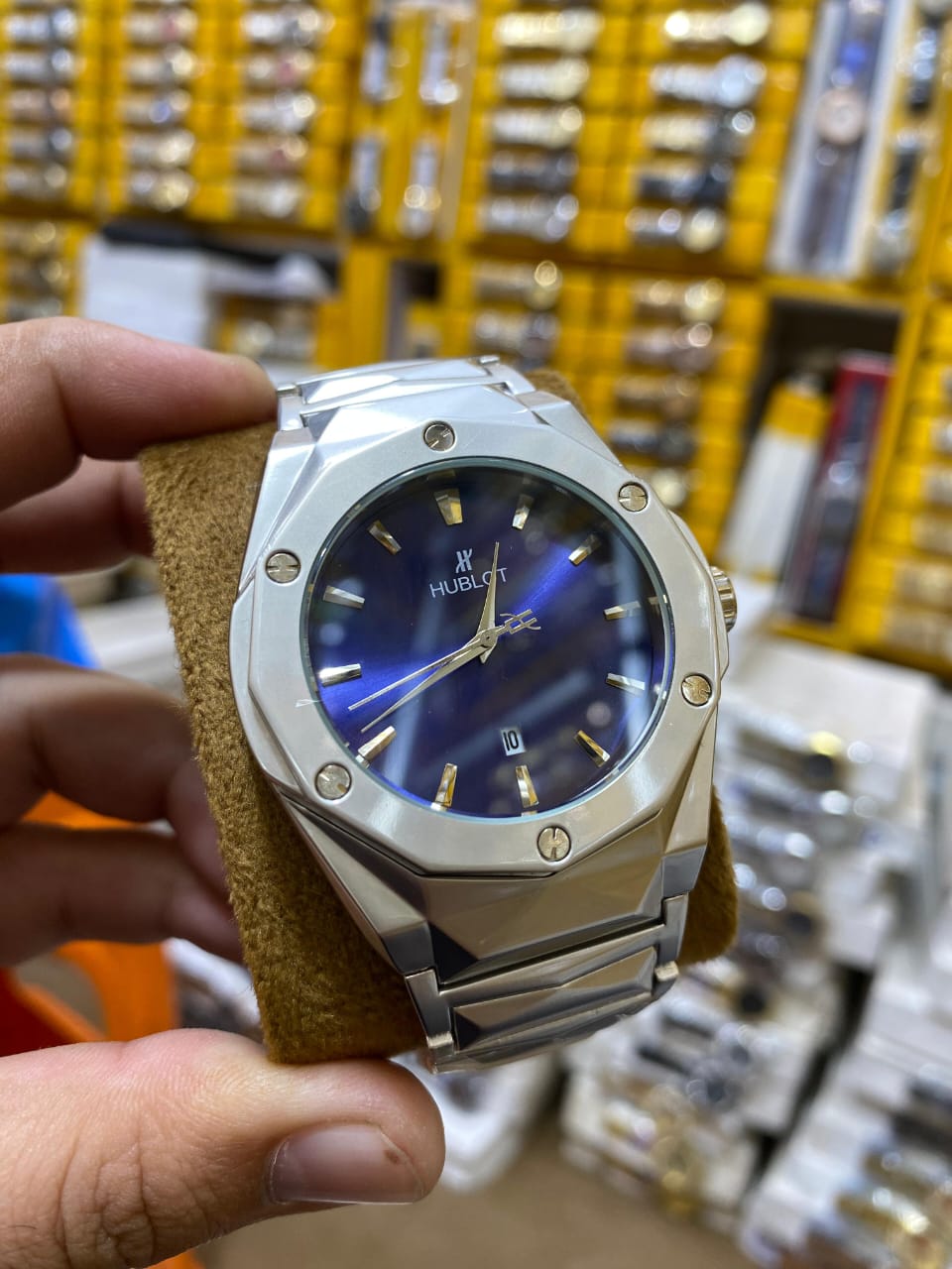 “Hublot luxury wrist watch with premium stainless steel body, bold and elegant design.