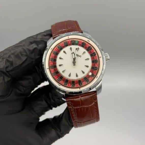 Casino Watch Rotating Dial With Leather Strap High-Quality