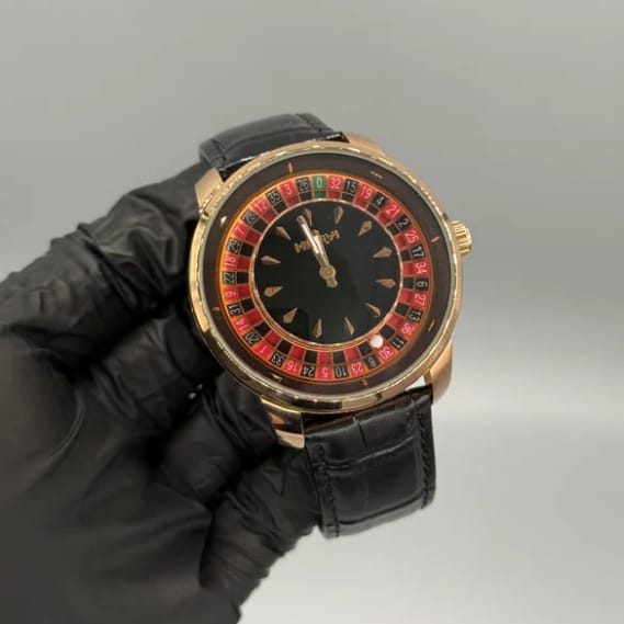 Casino Watch Rotating Dial With Leather Strap High-Quality