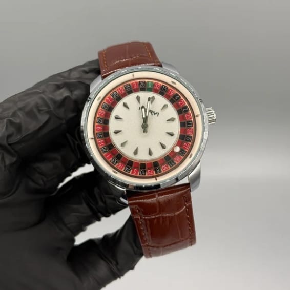 Casino Watch Rotating Dial With Leather Strap High-Quality